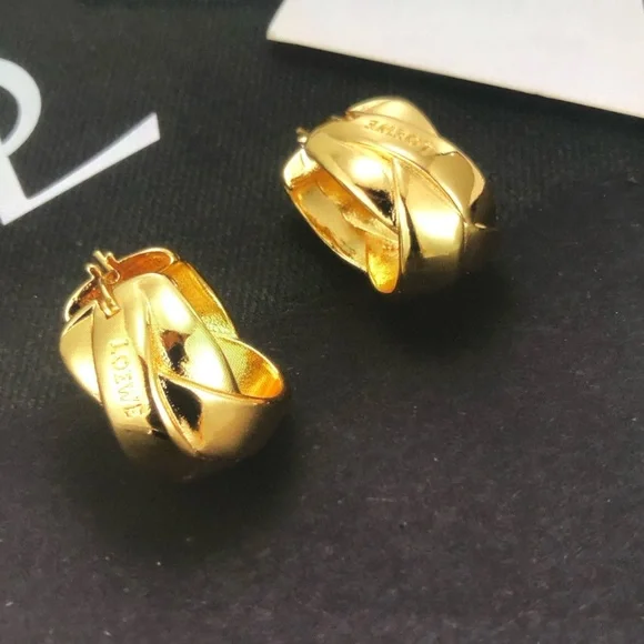 Loewe Gold Textured Hoop Earrings - Picture 2 of 5